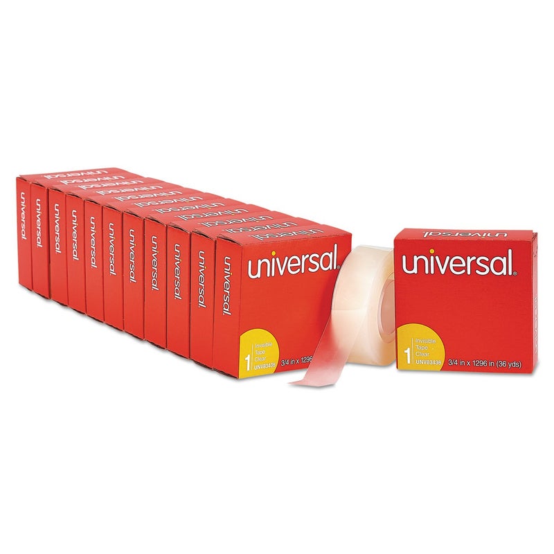 Universal Office Products Invisible Tape, 3/4" x 1296", 1" Core, Clear, 12/Pack UNV83436 - Image 1